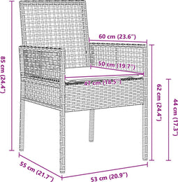 vidaXL - Tuinstoelen - 2 - stuks - met - Kussens - Bruin - Poly - Rattan