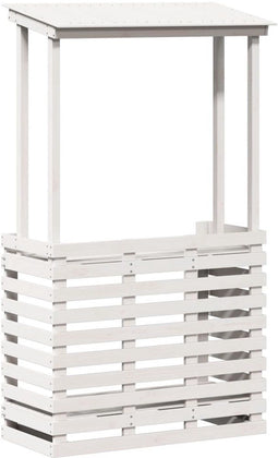 vidaXL - Tuinbartafel - met - dak - 112,5x57x195,5 - cm - massief - hout - wit
