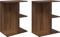 vidaXL - Nachtkastjes - 2 - st - 46,5x29x61 - cm - bewerkt - hout - bruin - eikenkleur