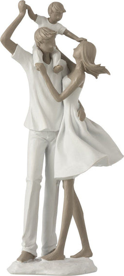J-Line decoratie Koppel Met Kind Op Schouders - polyresin - wit/taupe - moederdag cadeautje