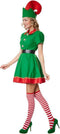 Dressforfun Vlijtige kerstelf M - Verkleedkostuum - Korte jurk met hoed en riem - Groen en rood