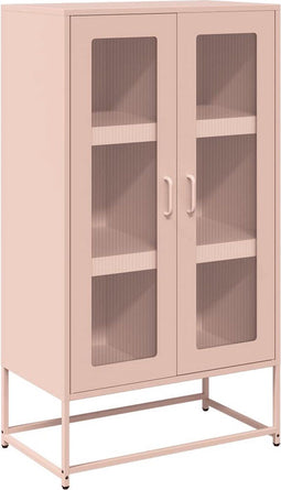 vidaXL - Hoge - kast - 68x39x123 - cm - staal - roze
