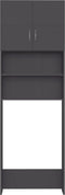 vidaXL - Wasmachinekast - 64x25,5x190 - cm - bewerkt - hout - grijs