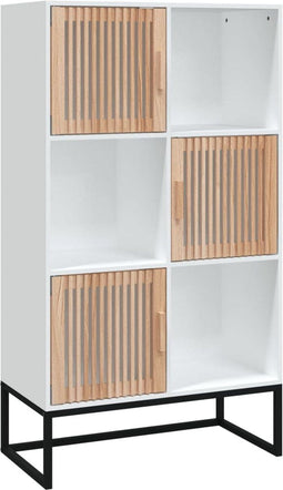 vidaXL - Hoge - kast - 70x35x125 - cm - bewerkt - hout - wit