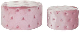 Voetensteun DKD Home Decor Roze Velvet Hout MDF Glam (2 pcs)