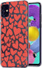 iMoshion Hoesje Geschikt voor Samsung Galaxy A51 Hoesje Siliconen - iMoshion Design hoesje - Rood / Transparant / Full of Hearts Red
