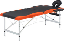 vidaXL - Massagetafel - inklapbaar - 2 - zones - aluminium - zwart - en - oranje