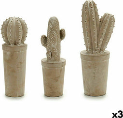 Decoratief tuinfiguur Cactus Steen 13 x 38 x 13 cm (3 Stuks)