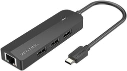 Vention TGOBB - USB Hub - 1x RJ45 1Gbps 3x USB 3.2 - Zwart