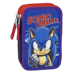 Driedubbele Pennenzak Sonic Blauw 12,5 x 6,5 x 19,5 cm
