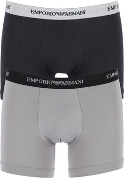 Emporio Armani Boxers Essential Core - heren boxers normale lengte - aansluitende pasvorm - zwart en grijs (2-pack)