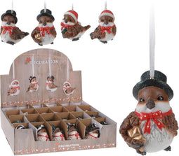 10 stuks! Hangdeco vogel kerst 75mm 4ass Nampook