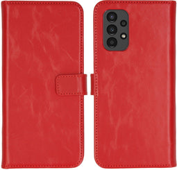 Selencia Galaxy A13 (4G) - Echt Lederen Bookcase - 3 Pashouders - Rood