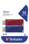 Verbatim Slider - USB-stick 32GB - 2x in Rood en Blauw (2 stuks)