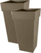 Eda Bloempot Toscane - vierkant - kunststof - taupe - L43 x B43 x H80 cm - 98 liter