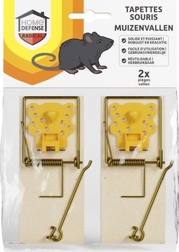 Home Defense - Houten Muizenval - Herbruikbaar - Voor binnen en buiten (2 stuks)