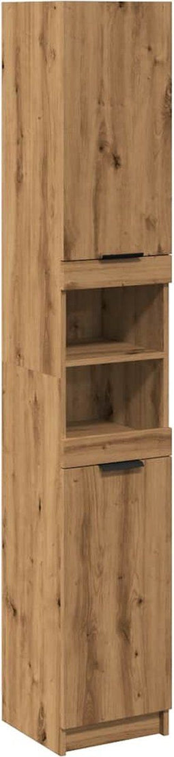 vidaXL - Badkamerkast - 32x34x188,5 - cm - bewerkt - hout - artisanaal - eikenkleur