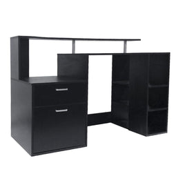 Bureau balie computertafel computerbureau 140 cm breed met ladekastje en veel opbergruimte