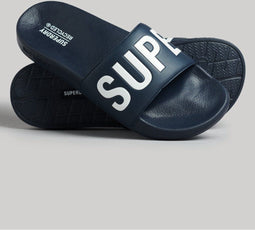 Superdry Code Core Vegan Pool Slide - Badslippers - Iconisch logo - Donkerblauw/Wit - Maat 42/43