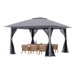 Coast Pop-Up Gazebo - Opvouwbare Partytent - Dubbel Dak Klamboe - Grijs (394 x 394 x 277 cm)