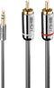 Lindy 35333 - Kabel Audio Jack 3,5 mm naar 2 RCA - 100 cm - Antraciet Grijs