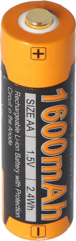 Li-ion oplaadbare batterij Mignon AA LR6 1600 mAh met 1,5 volt multi-beschermd met USB-oplaadfunctie, AccuSafe 1 stuk