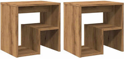 vidaXL - Nachtkastjes - 2 - st - 40x30x40 - cm - bewerkt - hout - artisanaal - eiken