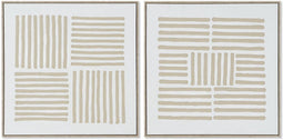 Schilderij Home ESPRIT Wit Beige Scandinavisch 83 x 4,5 x 83 cm (2 Stuks)