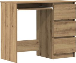vidaXL - Bureau - 90x45x76 - cm - bewerkt - hout - artisanaal - eikenkleur
