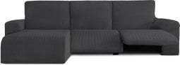 Hoes voor chaise longue met korte armleuning links Eysa JAZ Donker grijs 120 x 120 x 360 cm