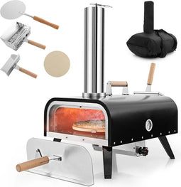 COAST draagbare pizzaoven voor buiten, roestvrijstalen pizzaoven met pizzasteen, pizzaschep,