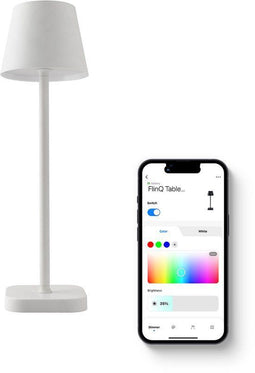 FlinQ Lume - Smart Tafellamp - Oplaadbaar USB-C - Touch Bediening - Spatwaterdicht IP44 - 11 x 38 cm