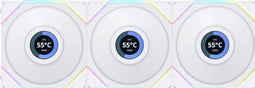 Lian Li UNI FAN TL 120 Reverse White - Ventilatorhuis - 3-pack - 120mm - 64 CFM - 350 - 1600 RPM - 29.4 dBA - FDB - 4-pin PMW - 1.6" LCD Scherm 400x400 - incl. controller - wit