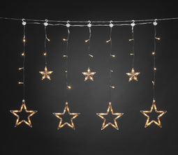 Lichtgordijn voor buiten - 7 sterren - Extra warm wit - 0.9 meter - 77 LEDs - Kerstverlichting - Raamverlichting