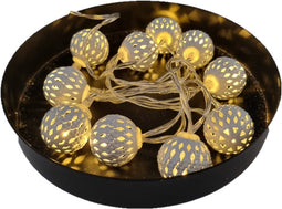 Lichtslinger/lichtsnoer - met 10 witte balletjes - op batterijen - 100 cm