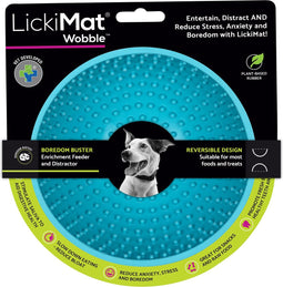 LickiMat Wobble - Hondenbak - Likmat / Anti-schrok / Slowfeeder voor Hond - Turquoise - 16 cm