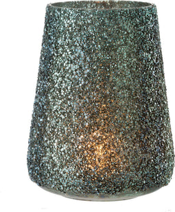 J-Line windlicht Glitter - glas - donkergroen - large