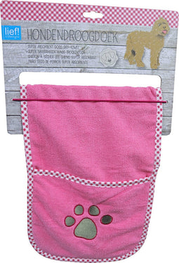 Lief Girls – Hondendroogdoek – Handdoek voor honden – Roze – Maat S - 25 x 75 cm