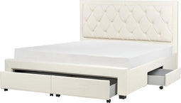 LIEVIN - Bed met opbergruimte - Crème - 180 x 200 cm - Fluweel