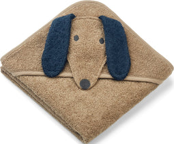 Liewood Albert babyhanddoek met capuchon - Dog/Oat Mix