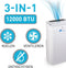 Lifetime Air Mobiele Airco - Airconditioning, Luchtontvochtiger en Ventilator - Luchtkoeler met Afvoerslang - Aircooler 65dB - Air Conditioner tot 78m2 - Afstandsbediening en Timer - 12000BTU