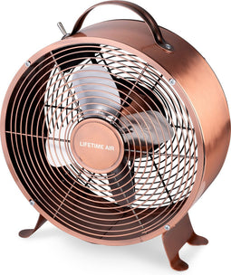 Lifetime Air Tafelventilator - 230V - Bureau Ventilator 20CM - 2 Snelheden - Duurzaam Materiaal - Koper
