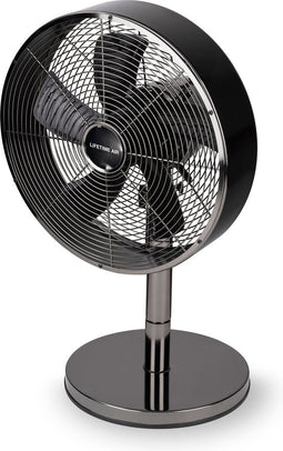 Lifetime Air Tafelventilator - 230V - Bureau Ventilator 30CM - 3 Snelheden - Oscillerende Functie - Kantelbaar - Zwart