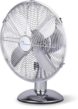 Lifetime Air Ventilator - Ø30 Cm - Retro - 3 Snelheden - Kantelbaar - Zwenkfunctie - Chroom
