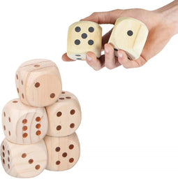 Lifetime Dobbelstenen Hout - 5,5 cm. - 5-delig
