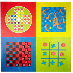 Lifetime Games Speelmat 4-in-1 Spellen - 119 x 119 x 1 CM - 4 Spellen met Spelstukken - Basiskleuren