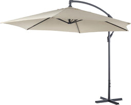 Lifetime Garden Zweefparasol met Voet - Parasol Kantelbaar - ⌀300 x 300 cm - Balkonparasol met Opdraaisysteem - Verstelbaar tot 3 meter hoog - Champagne Zonnescherm