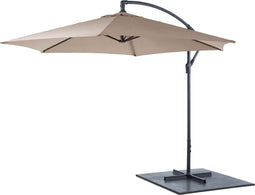 Lifetime Garden Zweefparasol met Voet - Parasol Kantelbaar - ⌀300 x 300 cm - Balkonparasol met Opdraaisysteem - Verstelbaar tot 3 meter hoog - Taupe Zonnescherm