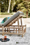 Ligbed Rooty teak met taupe kussen