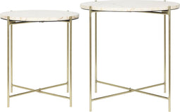 Light & Living Besot - Ronde Bijzettafel - Marmer Bruin - Ø42+Ø52 cm